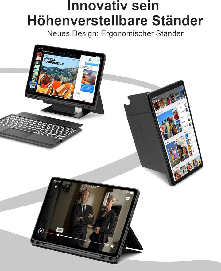 Für Galaxy Tab A9+ 11" Hülle mit Tastatur (2023 SM-X210/X215/X216) - DE QWERTZ, Ergonomische, Innova