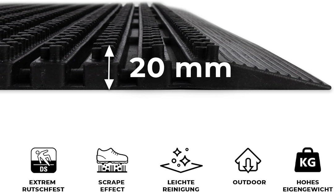 Floordirekt Gummi Fussmatte 60 x 90 cm - Schmutzfangmatte Fussabtreter für aussen und innen - Fussma