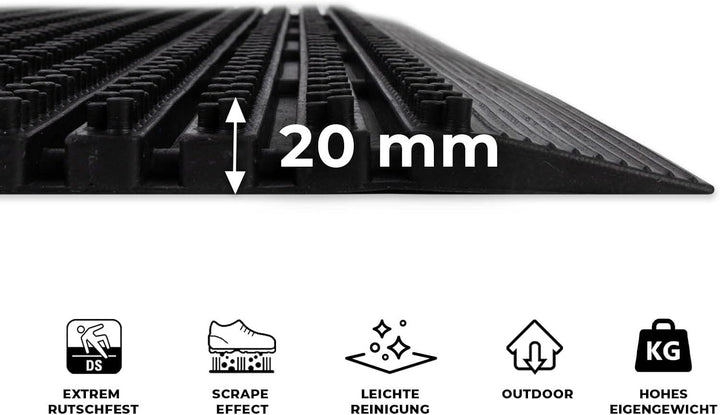 Floordirekt Gummi Fussmatte 60 x 90 cm - Schmutzfangmatte Fussabtreter für aussen und innen - Fussma