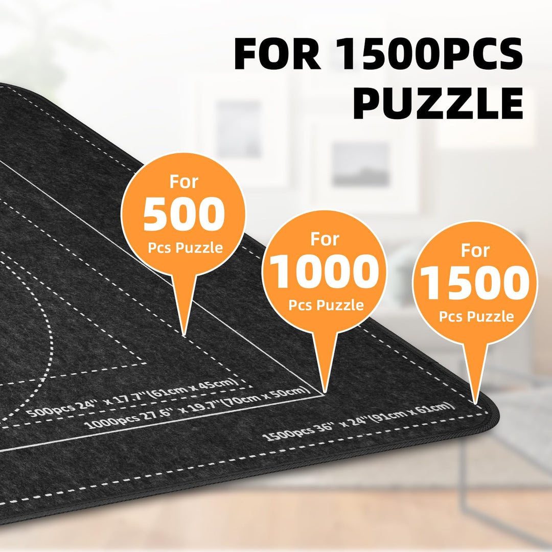 MOZOOSON Puzzlebrett 1500 Teile, Faltbares Puzzle Board mit 8 Sortierer, Tragbare Puzzlematte, Puzzl
