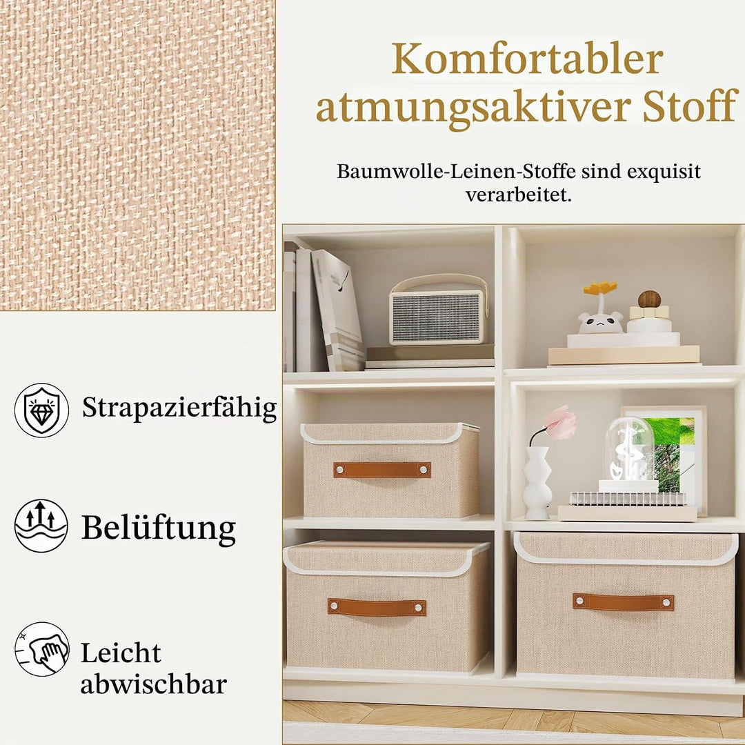 OUTBROS Aufbewahrungsboxe mit Deckel, 38 x 25 x 25 cm, Faltbare Stoffboxen,Aufbewahrungskörbe,kleide