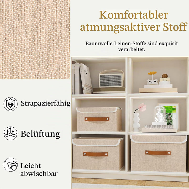 OUTBROS Aufbewahrungsboxe mit Deckel, 38 x 25 x 25 cm, Faltbare Stoffboxen,Aufbewahrungskörbe,kleide