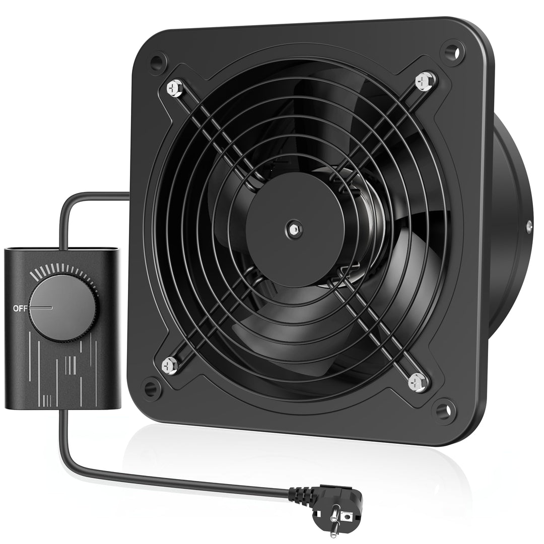 Hon&Guan Industriell Abluftventilator 200mm mit Geschwindigkeitsregler, Badlüfter Metal Leise mit Rü