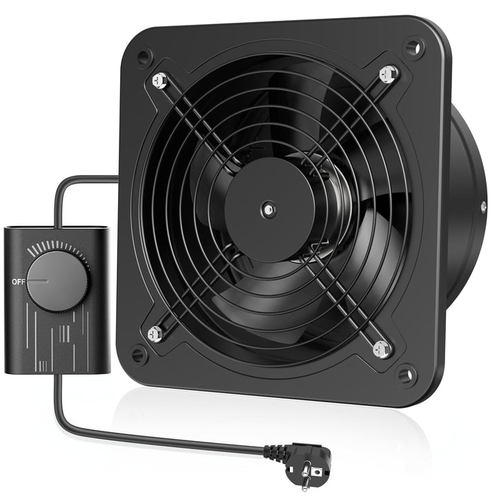 Hon&Guan Industriell Abluftventilator 200mm mit Geschwindigkeitsregler, Badlüfter Metal Leise mit Rü