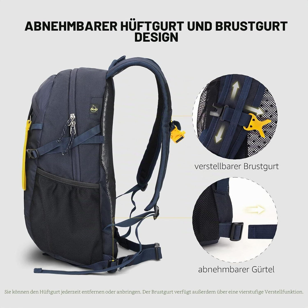 SKYSPER Leicht Wanderrucksack Klein Rucksack mit Rückenbelüftung Trekkingrucksack aus atmungsaktivem