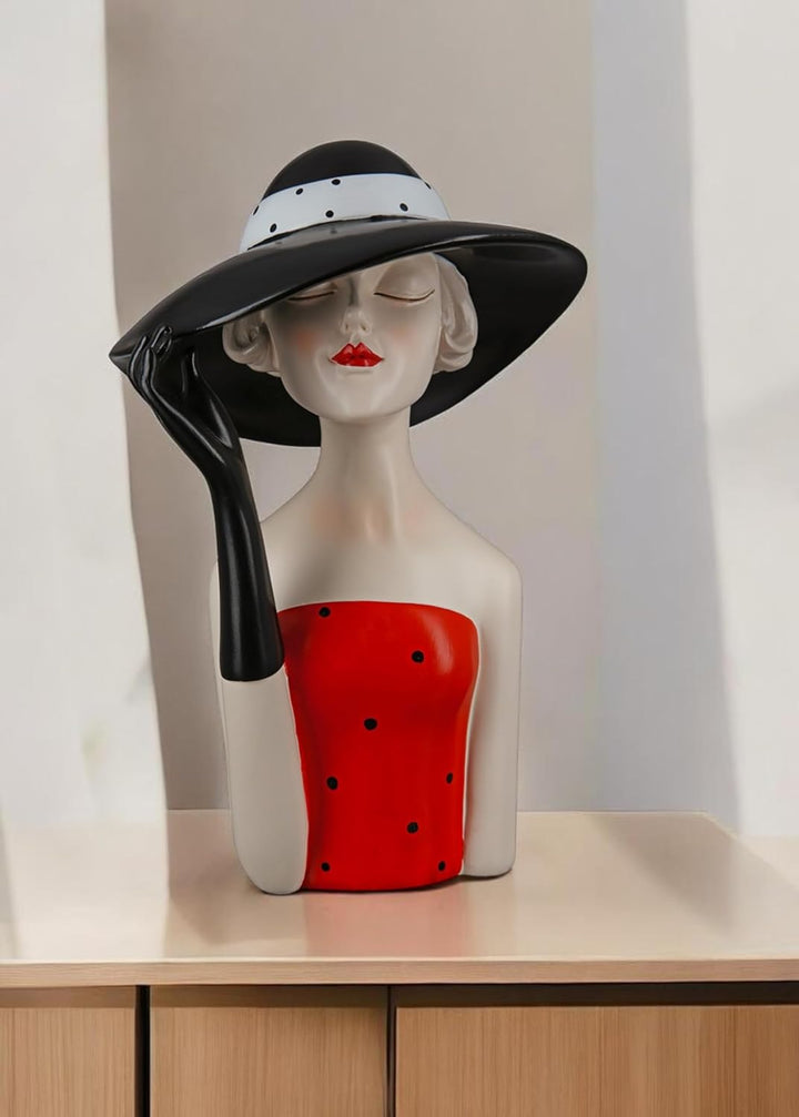 GILDE Deko Skulptur Figur Lady - mit schwarzem Hut - Dekoration und Geschenk - Höhe 29, 5 cm, 37195