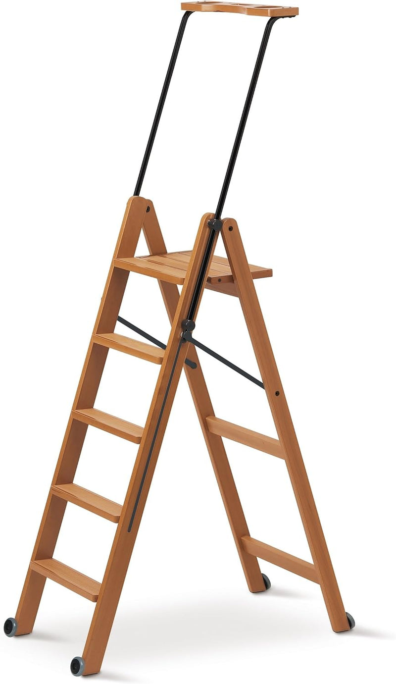 Arredamenti Italia Leiter 170/5 TUSCANIA; Holz - 5 Stufen - zusammenklappbar - mit Sicherheitssystem