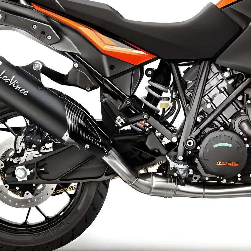 Endschalldämpfer/Auspuffanlage LeoVince SLIP-ON SBK, Edelstahl schwarz, Carbon Kappe, mit Zulassung