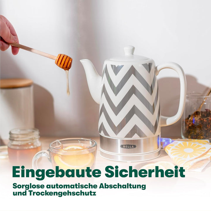 bella Elektrischer Wasserkocher & Teekessel – Keramik-Wassererhitzer mit abnehmbarem Drehfuss, Absch