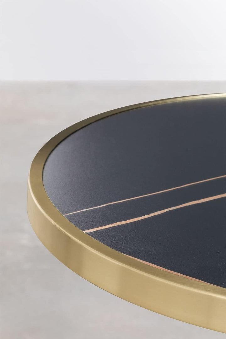 SKLUM Runder Stehtisch aus Steinzeug (Ø60 cm) Manhattan Schwarz Gold Champagne Sch. Gold Champagne,