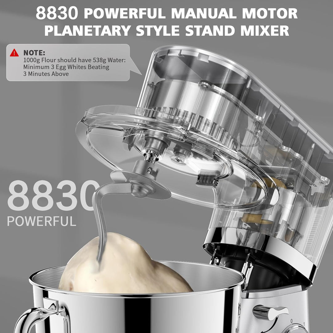 Küchenmaschine, POWWA 6,2 L Rührmaschine Knetmaschine, 6+1 Geschwindigkeit Teigmaschine,1500W Teigkn