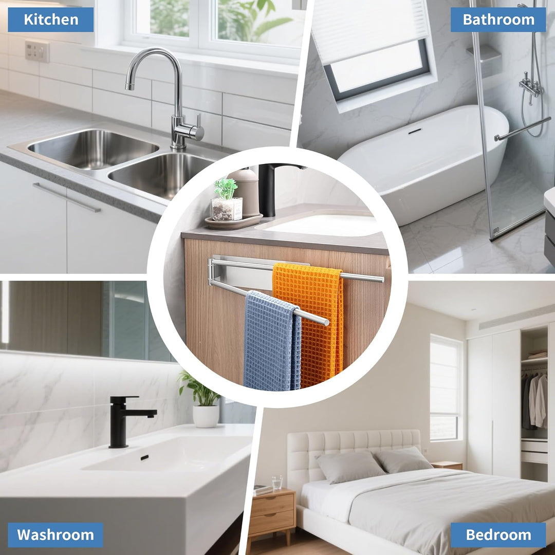 Handtuchhalter ohne Bohren 2-Armig Schwenkbar 180° Selbstklebend Handtuchstange 304 Edelstahl Gebürs