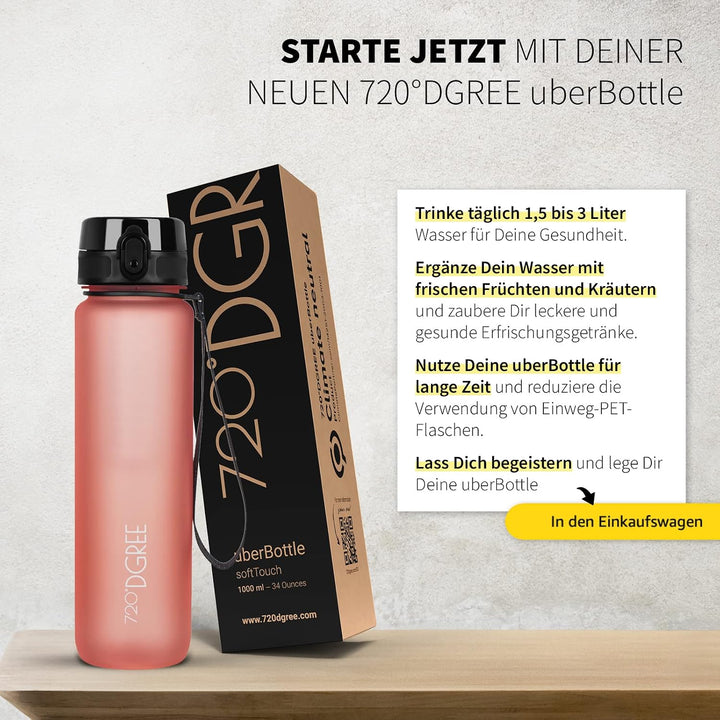 720°DGREE Trinkflasche “uberBottle“ +Sieb - 350ml, 500ml, 650ml, 1000ml, 1,5l, 2l - BPA-Frei - Wasse