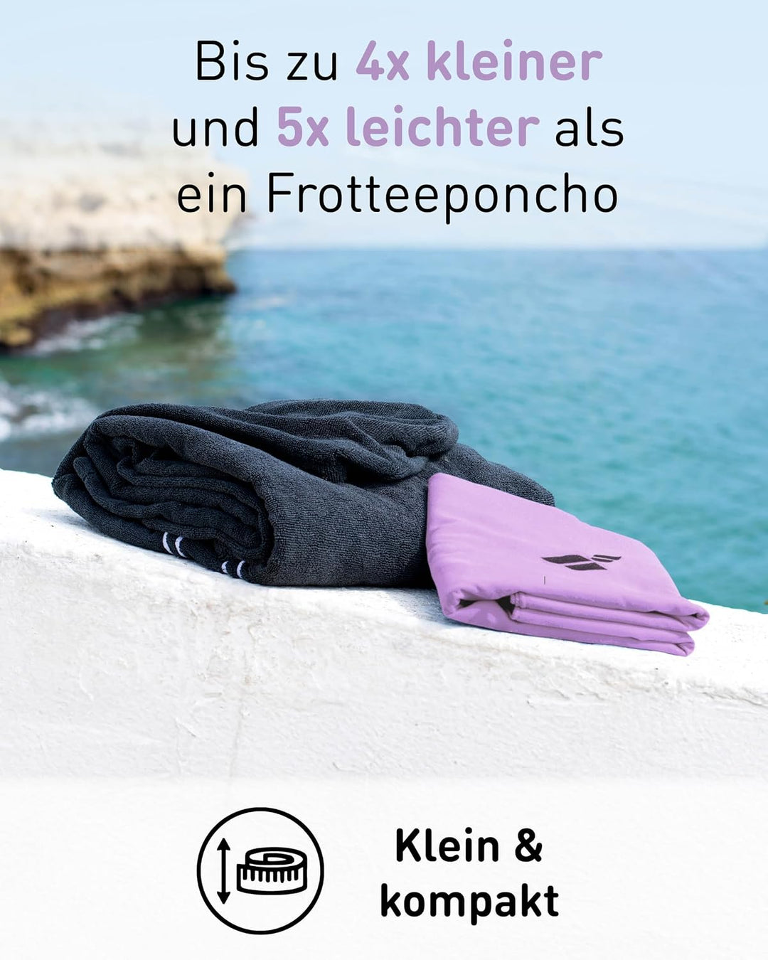 Fit-Flip Badeponcho aus Mikrofaser für Damen und Herren - schnelltrocknend, kompakt und Ultraleicht