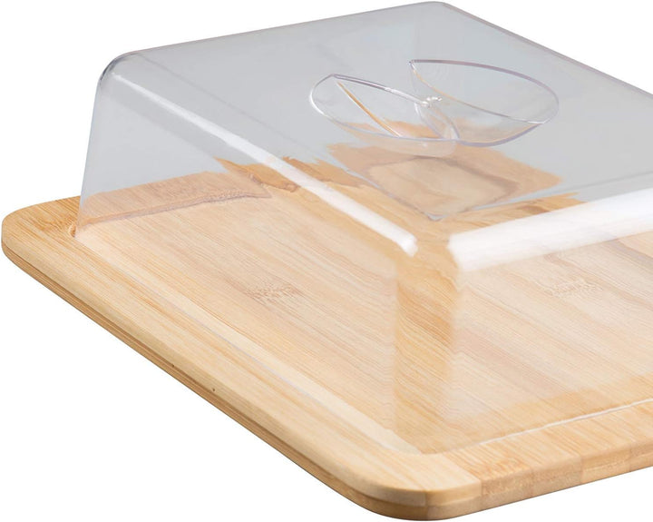 Jonas - Käseglocke / Käsedose / Käse Servierplatte / Bambus Schneidebrett - mit Deckel - Ideal für d