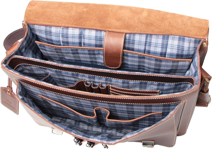 ALMADIH Leder Messenger *WILL* handgefertigt aus robustem Premium Rindsleder braun Vintage Sattlerqu