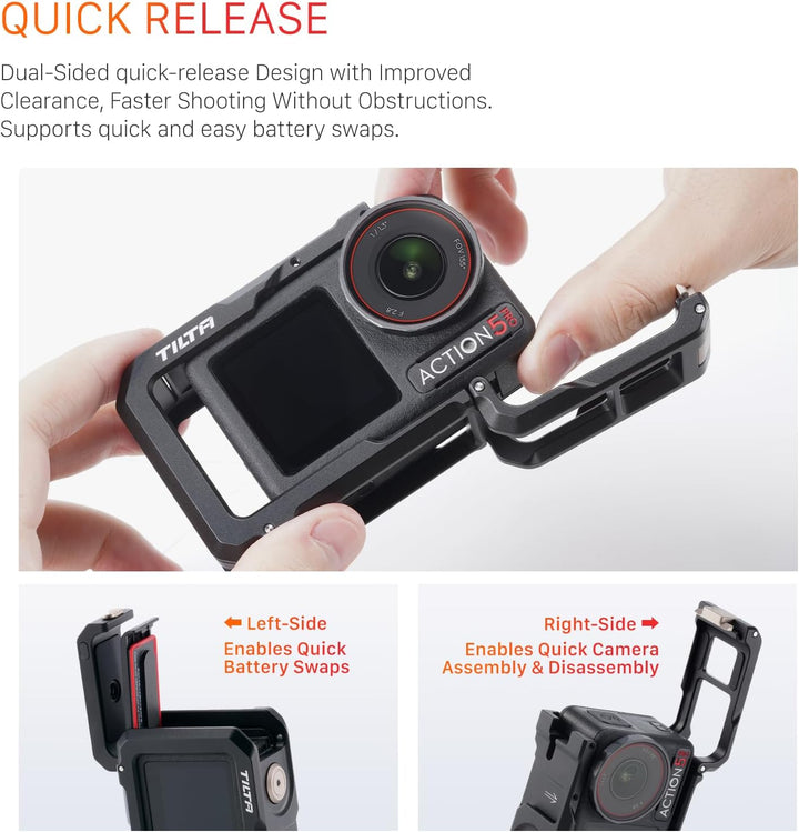 Tilta Kamerakäfig kompatibel mit Osmo Action 3, Action 4 Basic Kit Filmmaking Kit mit Kaltschuh-Empf