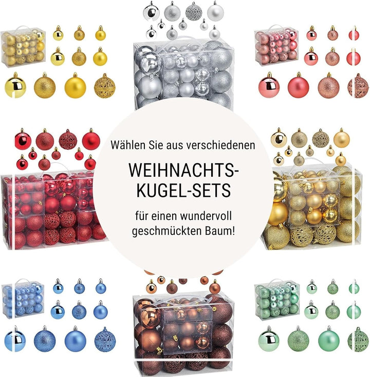 WOMA Christbaumkugeln Set Hell-Lila & 22 weiteren Farben - 50er & 100er Weihnachtskugeln Set - Weihn