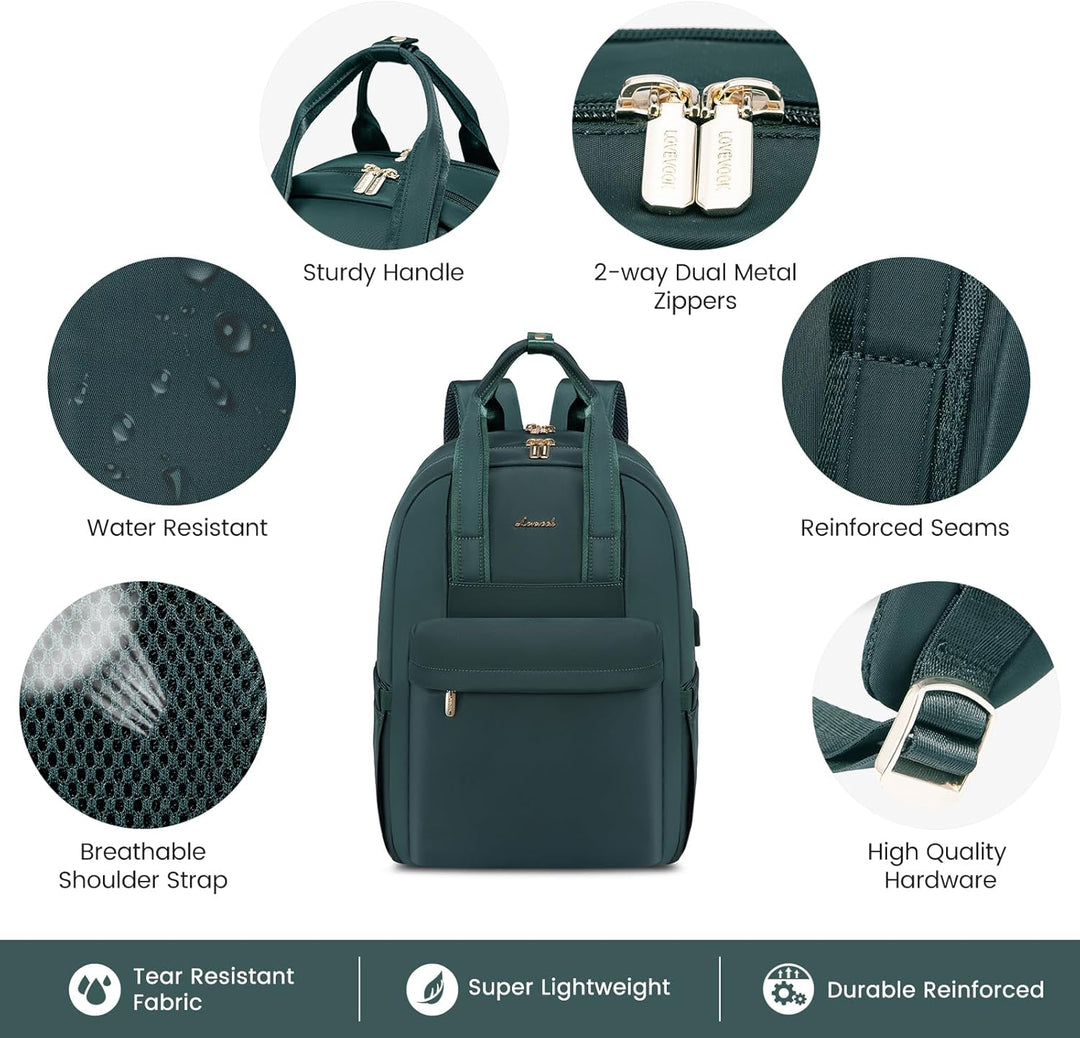 LOVEVOOK Laptop Rucksack Damen, 15,6 Zoll Schulrucksack Teenager mit USB Ladeanschluss, Wasserdicht