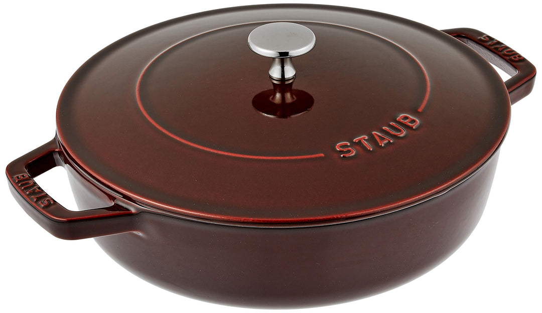 STAUB Gusseisen Bräter, Chistera Tropfenstruktur im Deckel, Rund 24 cm, 2,5 L, Grenadine Rot Grenadi
