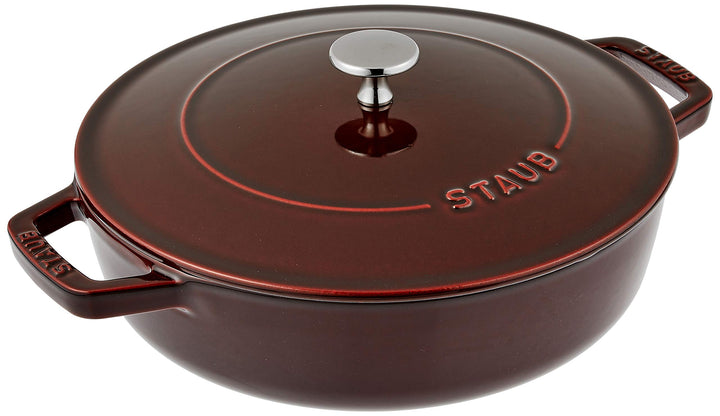 STAUB Gusseisen Bräter, Chistera Tropfenstruktur im Deckel, Rund 24 cm, 2,5 L, Grenadine Rot Grenadi