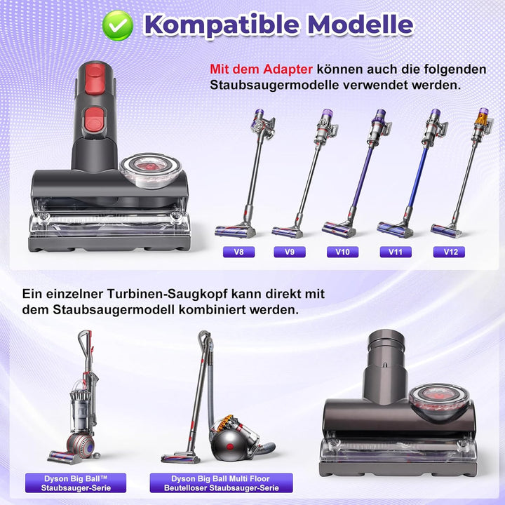 Tangle-free Mini Turbinendüse für Dyson V6 V7 V8 V10 V11 V15 SV22 DC59 DC62 DC77 UP17 Staubsauger Tu