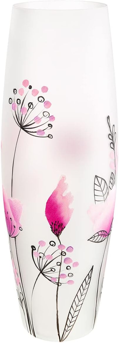 GILDE Ovalvase Flowery Glas rosa 39939 Höhe 50 cm