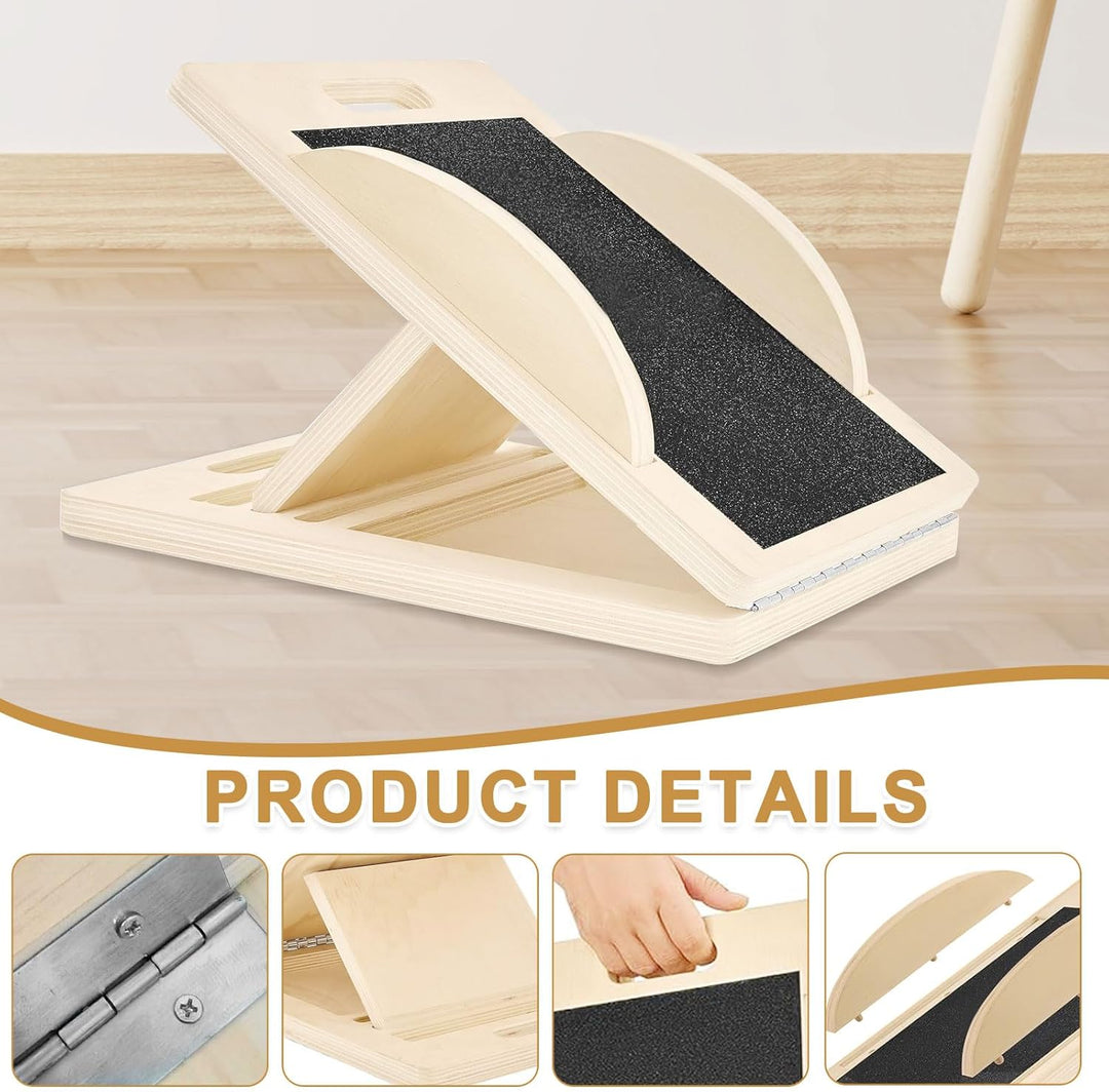 Schrägbrett, 2-in-1 Wadendehner aus Holz, Slant Board, Balance Board mit 5 Einstellbarem Winkeln für