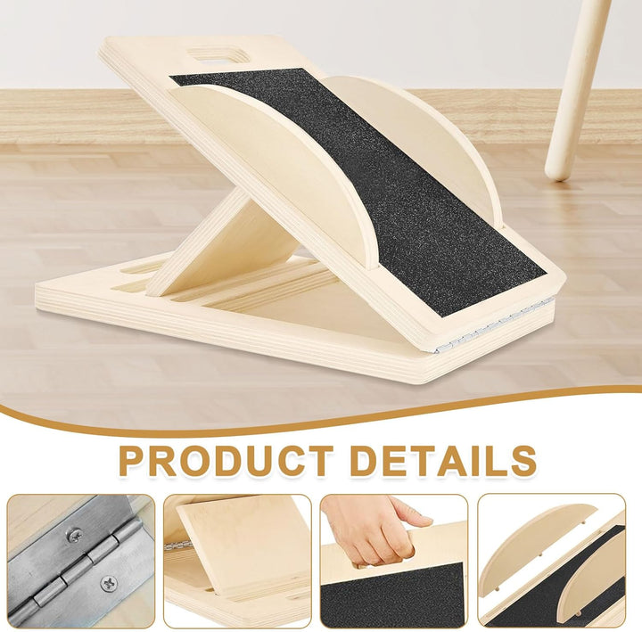 Schrägbrett, 2-in-1 Wadendehner aus Holz, Slant Board, Balance Board mit 5 Einstellbarem Winkeln für