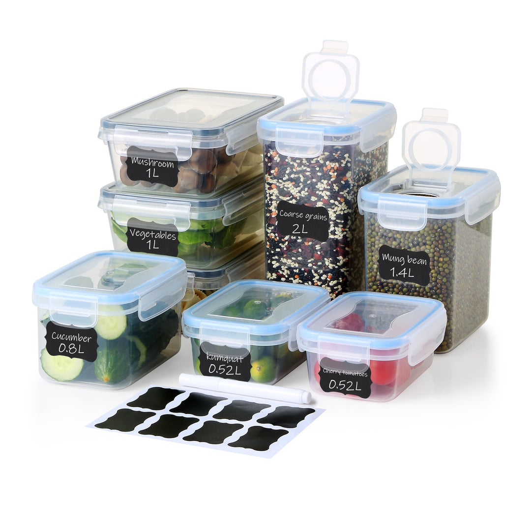Vorratsdosen Set 8-teilig – 3×1L, 0.8L & 2×0.52L frischhaltedosen luftdicht + 2L & 1.4L vorratsdosen
