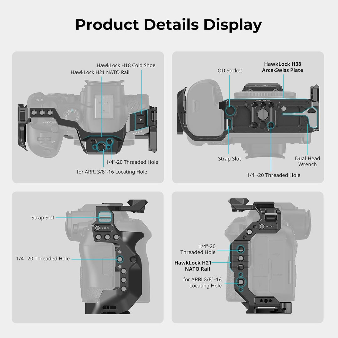 SMALLRIG R6 Mark II Kamerakäfig für Canon, Formschlüssiges Videokamera-Rig für Canon R6 Mark II, Ein