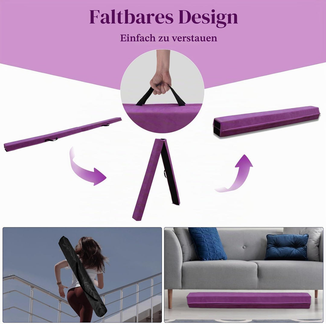 Schwebebalken Klappbar, Rutschfester Boden, 240/270/300 cm | für Kinder &amp; Erwachsene | Turnen &amp; Gymn