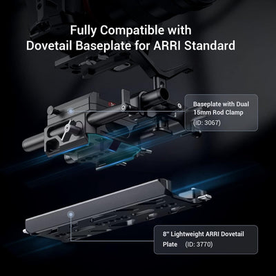 SMALLRIG 8" Dovetail Plate für ARRI Lightweight mit Sicherheitsdesign zum Anbringen von Kit, Grundpl