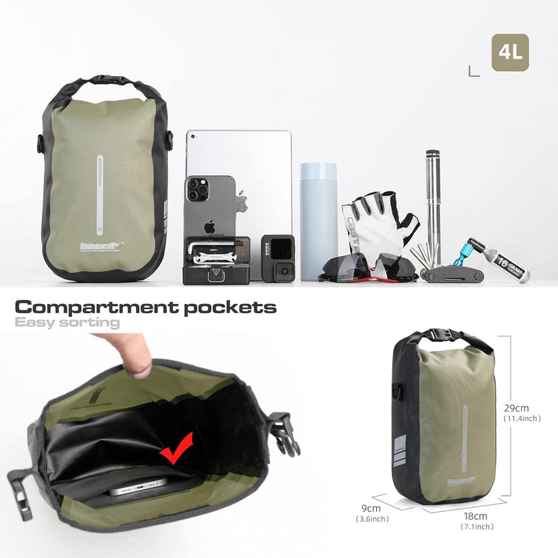 Rhinowalk Fahrrad Gepäckträgertasche Wasserdicht 4/6L Vorne Fahrradtasche für Gepäckträger mit Schul