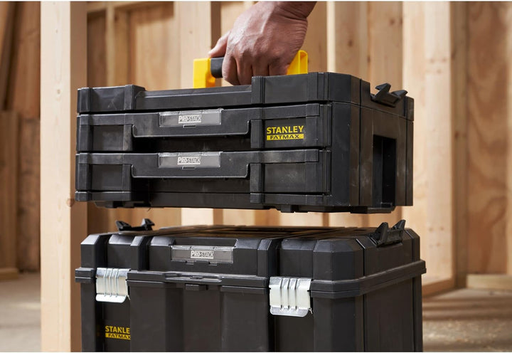 Stanley FatMax Werkzeugkoffer / Werkzeugkasten TSTAK VI, 8L Fassungsvermögen, mit 2 Schubladen und O