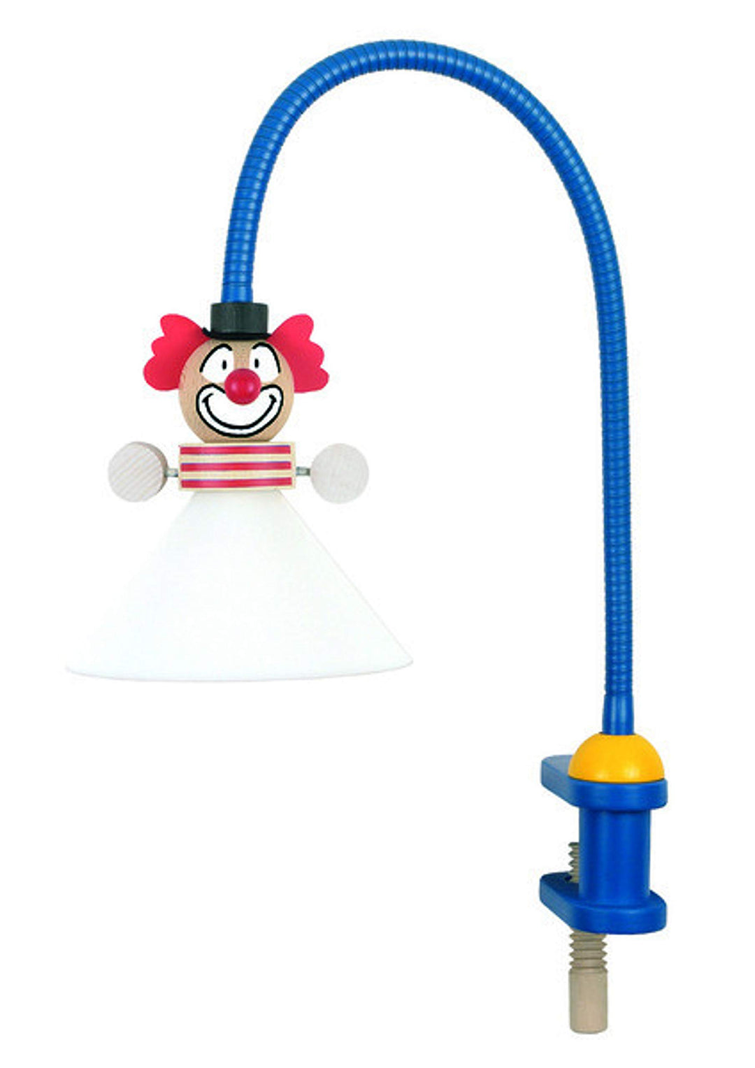 Niermann-Standby 233 - Klemmleuchte Clown Flexrohr ca. 50 cm, Klemme aus Holz, Schirm aus Bruchsiche