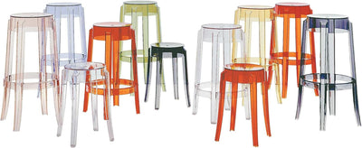Kartell Charles Ghost, Hocker Large, H. 75 cm, Schwarz, 2er-Satz H. 75 Schwarzglänzend, H. 75 Schwar