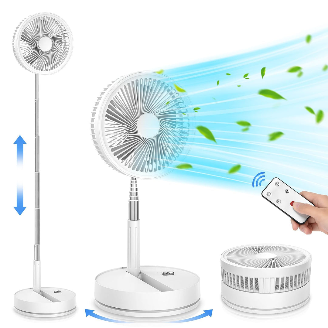 Leise Tragbarer Ventilator mit Fernbedienung - 8,6" Tisch und Stand Faltbarer Fan, 4 Modi/4 Std Time