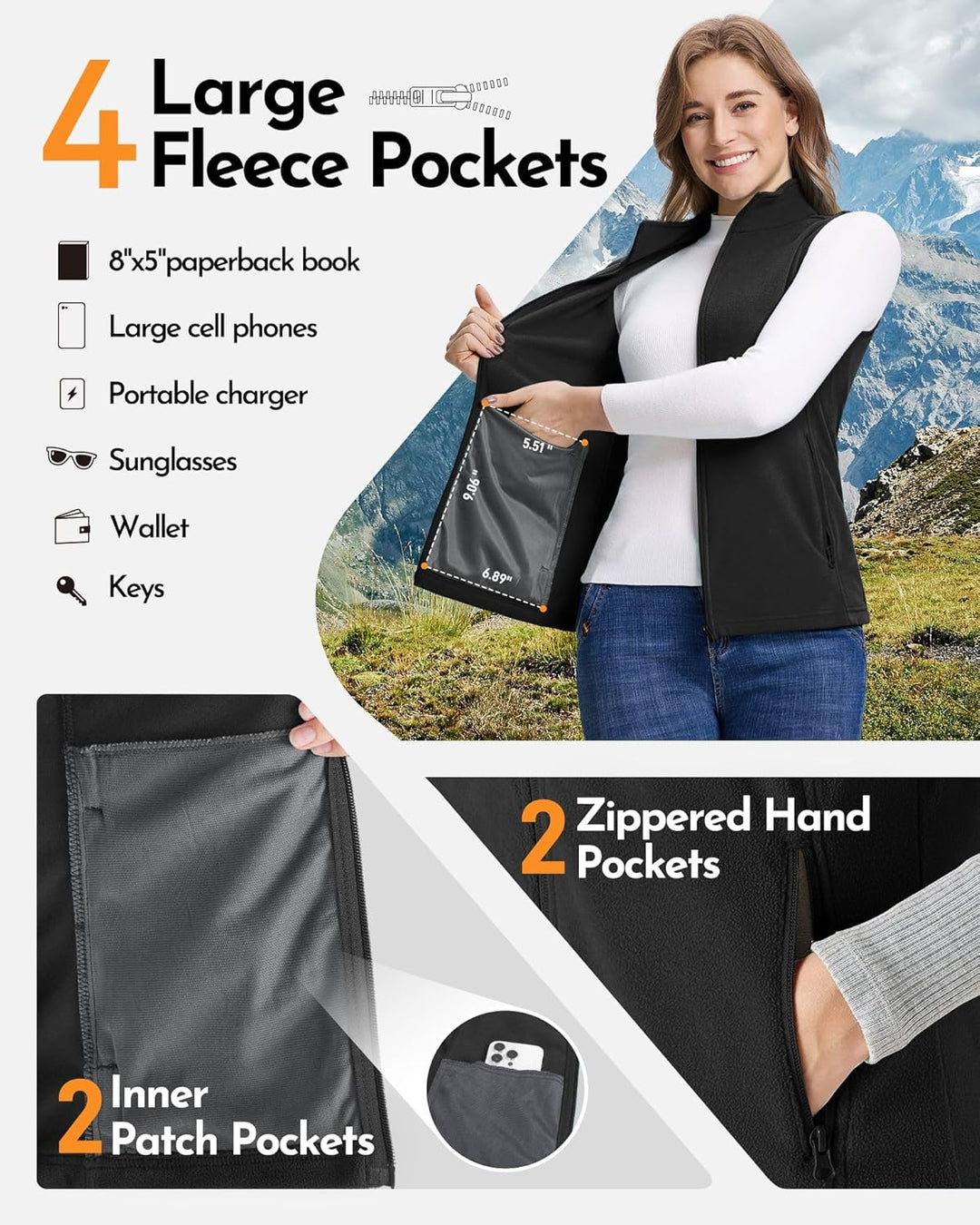 Outdoor Ventures Damen Weste Fleece Outdoor Polar Fleeceweste Ärmellos Jacke Luafwesten für Frauen S