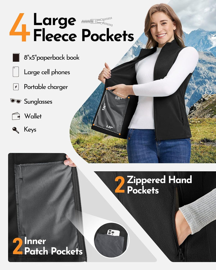Outdoor Ventures Damen Weste Fleece Outdoor Polar Fleeceweste Ärmellos Jacke Luafwesten für Frauen S