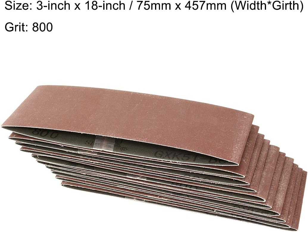sourcing map 10 Stück Schleifband 75 x 457mm, Schleifbänder Körnung 800, Universal-Schleifband aus A
