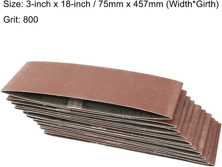 sourcing map 10 Stück Schleifband 75 x 457mm, Schleifbänder Körnung 800, Universal-Schleifband aus A