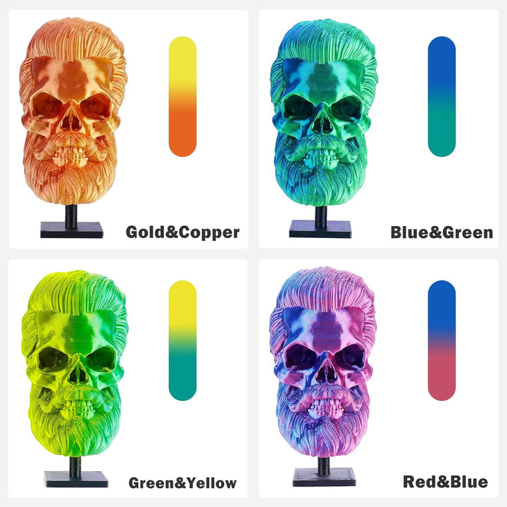 ERYONE Dual Zweifarbig Silk PLA Filament 1.75mm, 3D Printer Filament PLA +/-0.03mm, 4x250g /Pack, Ro