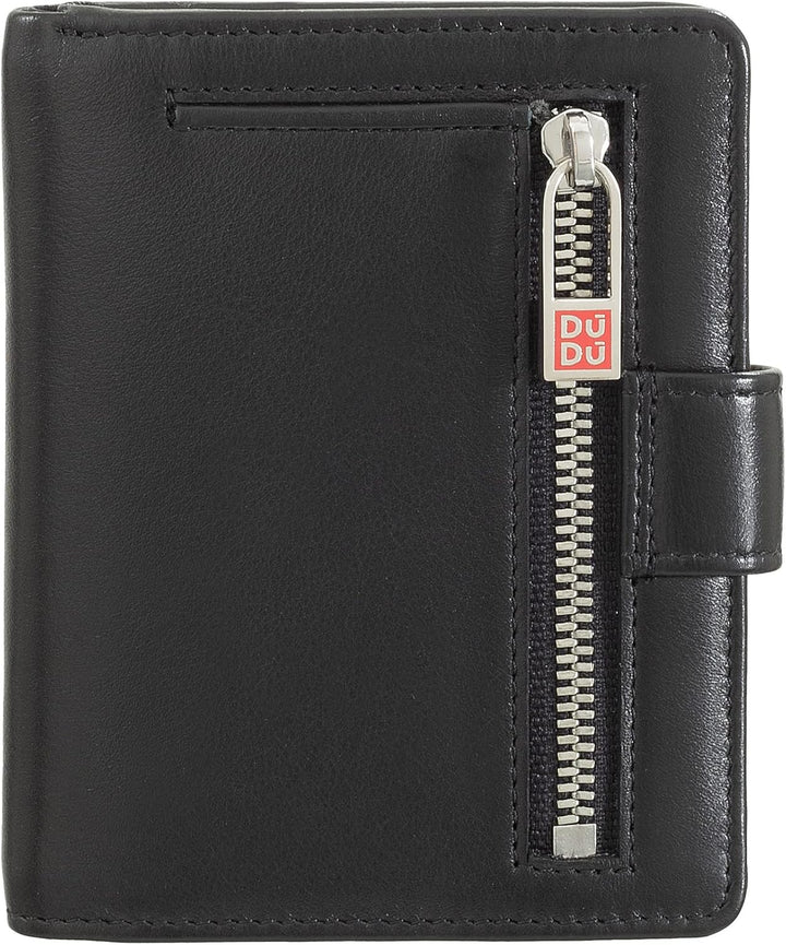 DUDU Damen Geldbörse aus echtes Leder, kleines Leder RFID-Kartenetui mit Reissverschluss, Münzfach,