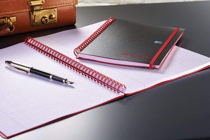 Oxford 400047654 Spiralbuch Black n' Red 5er Pack DIN A4 kariert flexibler Deckel 70 Blatt schwarz r