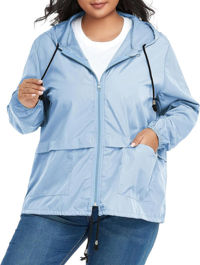 PONCEAU Regenjacke Damen Wasserdicht Windbreaker Atmungsaktiv bergangsjacke Regencape Leichte Jacke