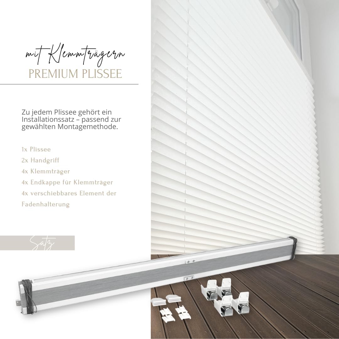 Home-Vision® Premium Plissee Faltrollo ohne Bohren mit Klemmträger / -fix (Weiss, B65cm x H150cm) Bl