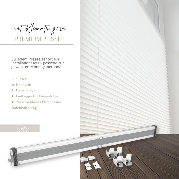 Home-Vision® Premium Plissee Faltrollo ohne Bohren mit Klemmträger / -fix (Weiss, B85cm x H100cm) Bl