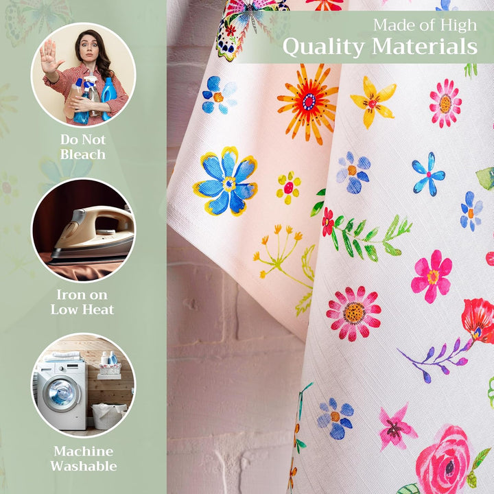 Maison d'Hermine Happy Florals- 2 Sweety 100% Baumwolle Set von 3 Multi-Purpose Küchenhandtuch weich