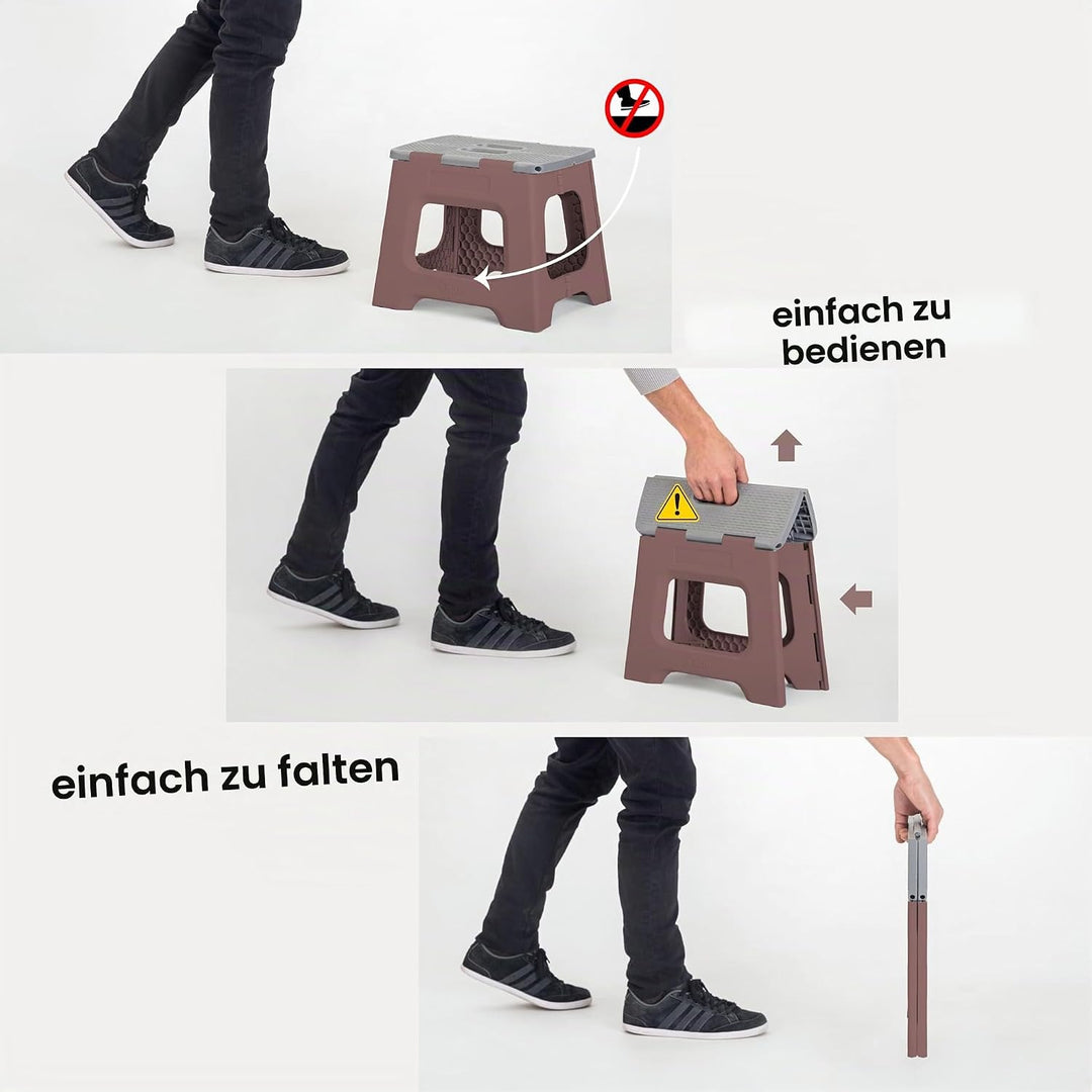 Vigar Klapphocker, Braun, 27 cm Braun und Grau 27 cm, 1-Step, Braun und Grau 27 cm, 1-Step